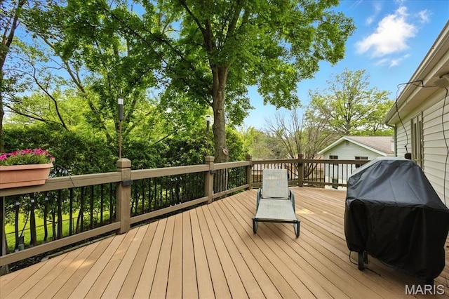 2342 Cedar Dale Ct, Maryland Heights, MO 63043 - wooden deck featuring grilling area