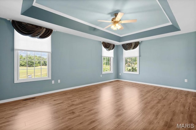 1609 10th Fairway Dr, Belleville, IL 62220 - empty room with a raised ceiling, wood finished floors, and ceiling fan