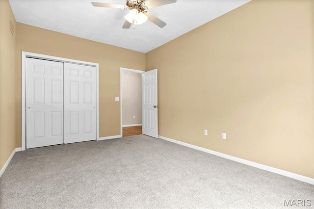 1609 10th Fairway Dr, Belleville, IL 62220 - unfurnished bedroom with carpet, a closet, and ceiling fan