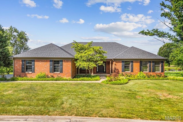 1609 10th Fairway Dr, Belleville, IL 62220 - view of front of home featuring brick siding, a front yard, and roof with shingles