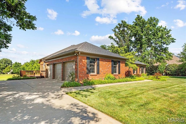 1609 10th Fairway Dr, Belleville, IL 62220 - single story home featuring brick siding, a front yard, concrete driveway, a garage, and roof with shingles