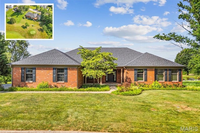 1609 10th Fairway Dr, Belleville, IL 62220 - view of front of house featuring brick siding, a front yard, and roof with shingles
