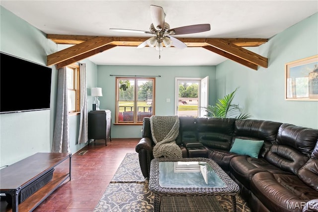 506 Russell St, Pocahontas, IL 62275 - living room featuring wood finished floors and a ceiling fan