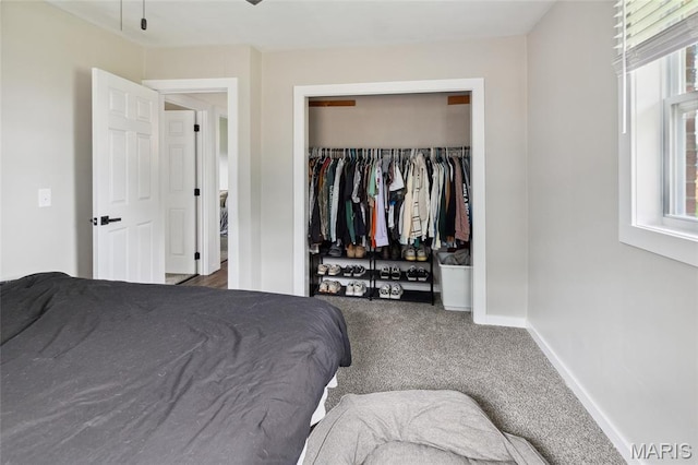 713 Fairway St, Bethalto, IL 62010 - carpeted bedroom featuring a closet and baseboards