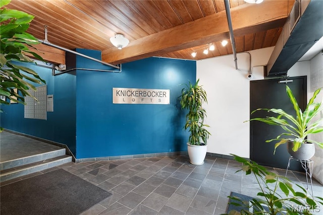 507 N 13th St Unit 207, Saint Louis, MO 63103 - reception with a wooden ceiling with exposed beams