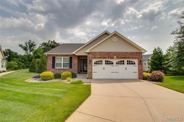 426 Vancroft Pl, Ofallon, IL 62269 - view of front of home featuring brick siding, an attached garage, driveway, and a front yard