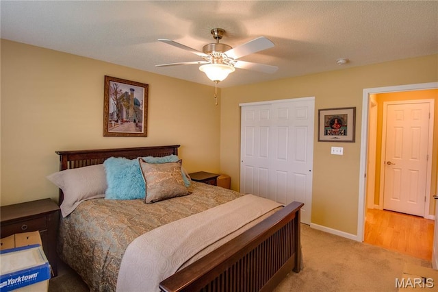 426 Vancroft Pl, Ofallon, IL 62269 - bedroom featuring a closet, light colored carpet, and ceiling fan