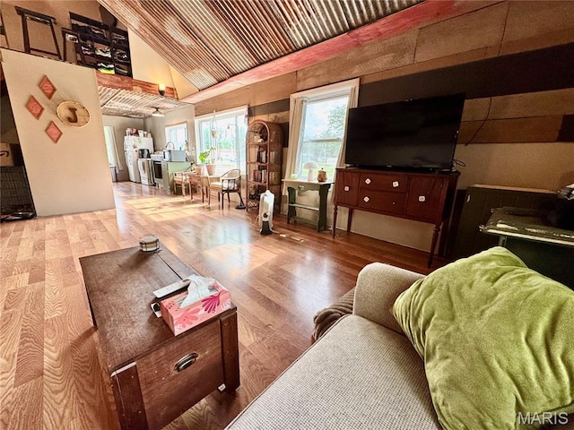 29048 State Highway V, Maywood, MO 63454 - living area with wood finished floors and high vaulted ceiling