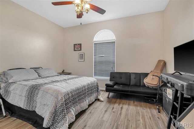 3001 Peach Blossom Ct, High Ridge, MO 63049 - bedroom with wood finished floors and a ceiling fan