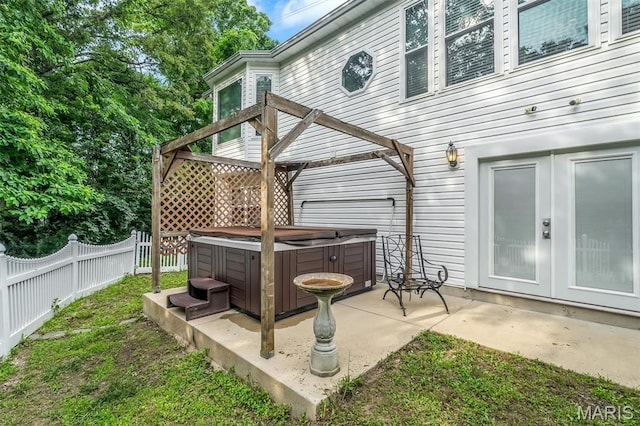 3001 Peach Blossom Ct, High Ridge, MO 63049 - fenced backyard featuring a hot tub and a patio