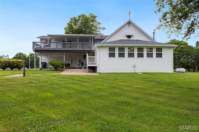 2280 Ebert Ln, Wentzville, MO 63385 - back of property with a patio, a lawn, and a deck