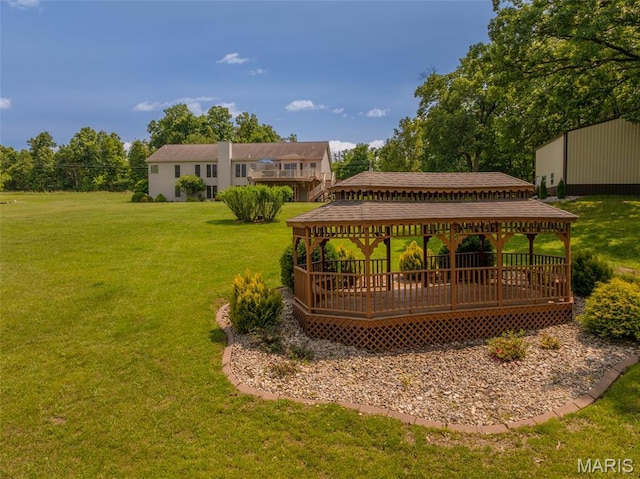 11400 Macs Cove Dr, Wright City, MO 63390 - view of community with a yard, a gazebo, and a wooden deck