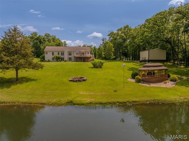 11400 Macs Cove Dr, Wright City, MO 63390 - back of property featuring a gazebo, a water view, and a yard
