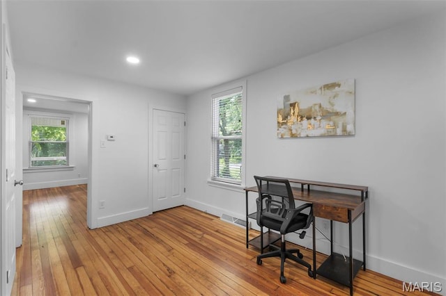 1210 Perryville Rd, Cape Girardeau, MO 63701 - office area featuring light wood-style flooring, baseboards, and recessed lighting
