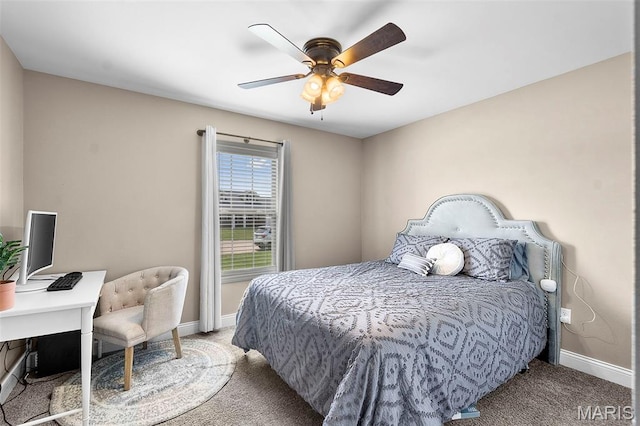 192 Fraser Rdg, Jackson, MO 63755 - bedroom with carpet floors, baseboards, a ceiling fan, and a desk