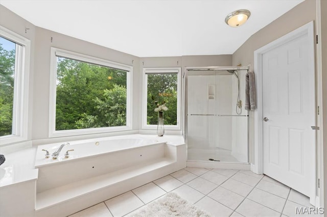 1525 Honey Locust Ct, Wildwood, MO 63005 - bathroom with a garden tub, a shower stall, and tile patterned flooring