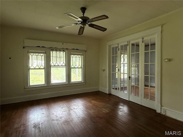 417 N Section St, Hannibal, MO 63401 - spare room with hardwood / wood-style flooring, ceiling fan, and baseboards