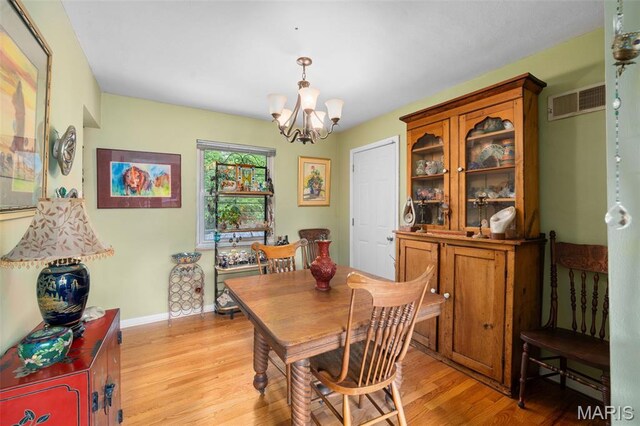 2604 Jonathan Dr, Mehlville, MO 63125 - dining area featuring a chandelier and light wood-type flooring