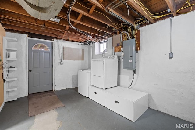 6314 Chippewa St, Saint Louis, MO 63109 - below grade area with separate washer and dryer and electric panel