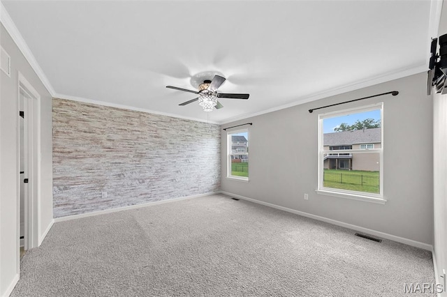 3169 Willow Point Dr, Imperial, MO 63052 - carpeted spare room with ceiling fan and crown molding