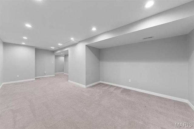 3169 Willow Point Dr, Imperial, MO 63052 - finished basement with recessed lighting and carpet flooring