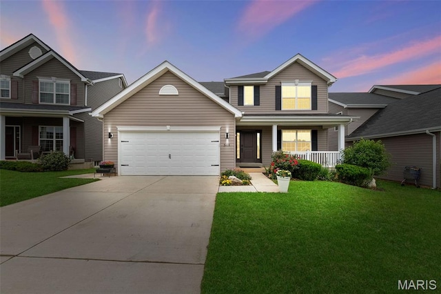 3169 Willow Point Dr, Imperial, MO 63052 - traditional-style home featuring covered porch, an attached garage, driveway, and a front lawn