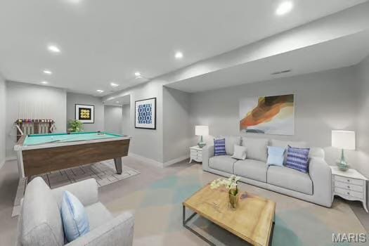 3169 Willow Point Dr, Imperial, MO 63052 - rec room with pool table and recessed lighting