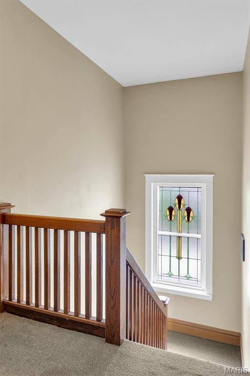 6026 Waterman Ave Unit 3E, Saint Louis, MO 63112 - stairway with carpet floors and baseboards