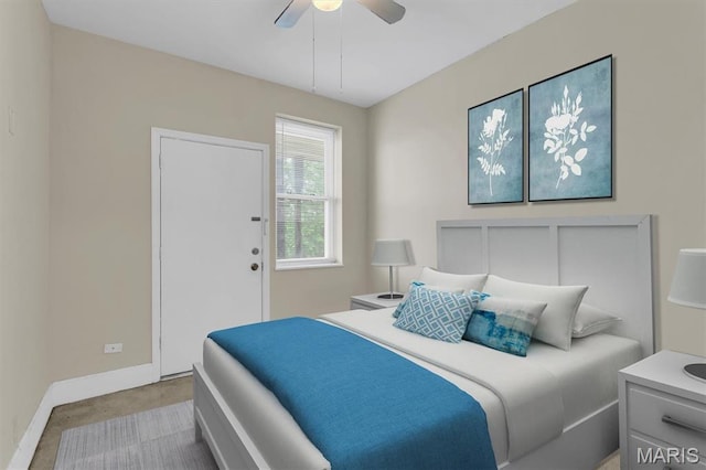 6026 Waterman Ave Unit 3E, Saint Louis, MO 63112 - bedroom with baseboards, carpet flooring, and ceiling fan