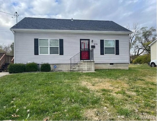 876 Mildred Ave, Cahokia, IL 62206 - view of front of home with a front lawn, roof with shingles, and crawl space