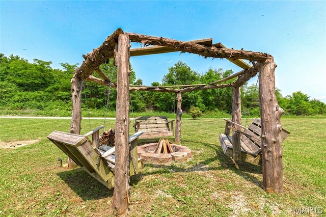 28079 Sapphire, Richland, MO 65556 - view of green lawn with an outdoor fire pit