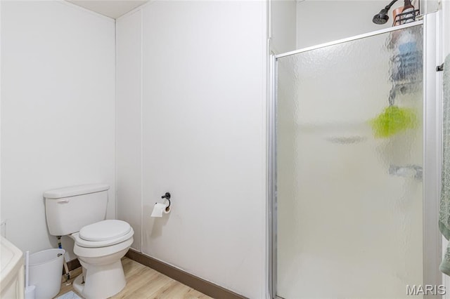 28079 Sapphire, Richland, MO 65556 - full bath featuring a shower stall, wood finished floors, toilet, and vanity