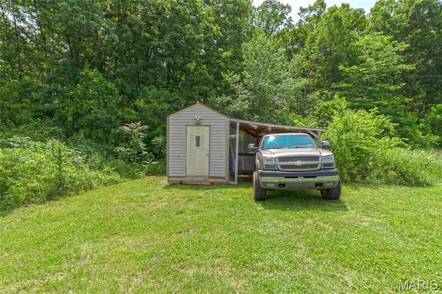 28079 Sapphire, Richland, MO 65556 - view of grassy yard featuring a wooded view