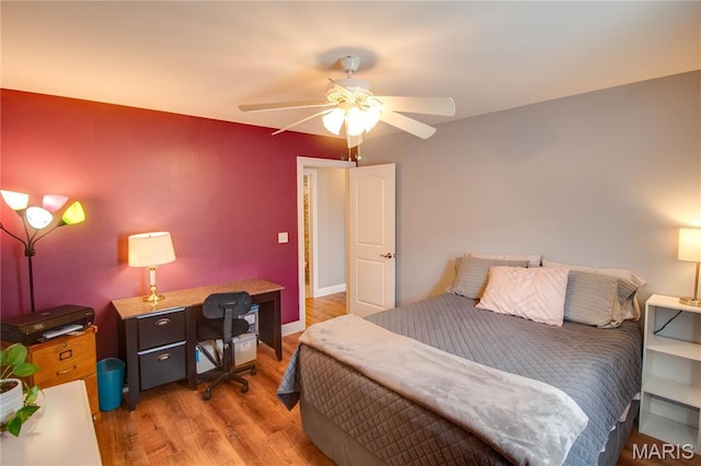 2 Breezeway Ct, Jerseyville, IL 62052 - bedroom featuring light wood finished floors, a desk, and a ceiling fan