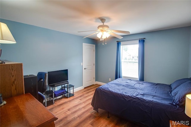 2 Breezeway Ct, Jerseyville, IL 62052 - bedroom with wood finished floors, baseboards, and ceiling fan