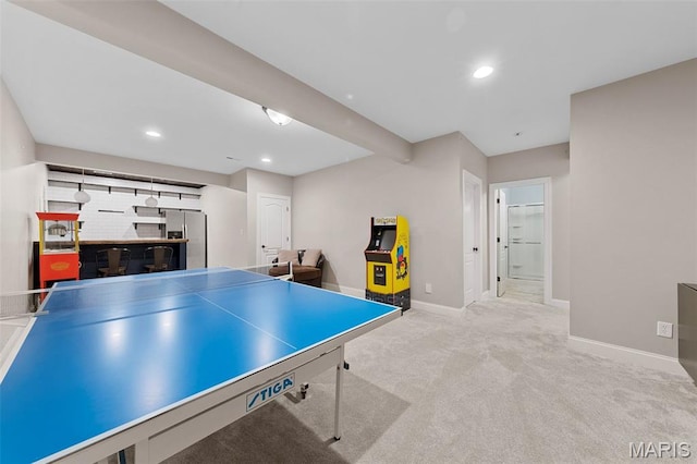3204 Hadrian St, Saint Charles, MO 63301 - rec room with baseboards, carpet floors, and recessed lighting