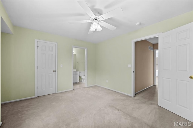 4505 Sherman Park Dr, Saint Charles, MO 63303 - unfurnished bedroom with carpet, baseboards, connected bathroom, and ceiling fan