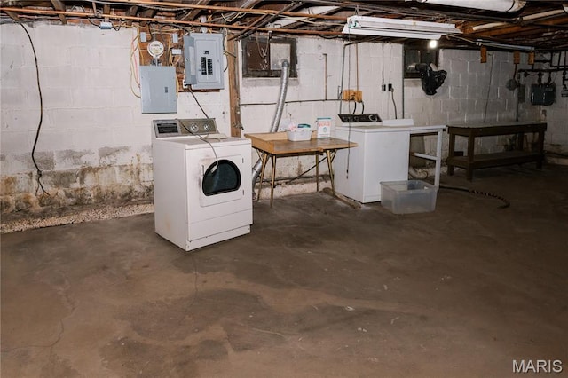 7360 Dartmouth Ave, University City, MO 63130 - unfinished basement with electric panel and washing machine and dryer
