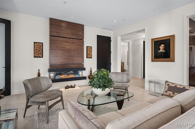 150 Carondelet Plz Unit 702, Clayton, MO 63105 - living room featuring a multi sided fireplace and recessed lighting