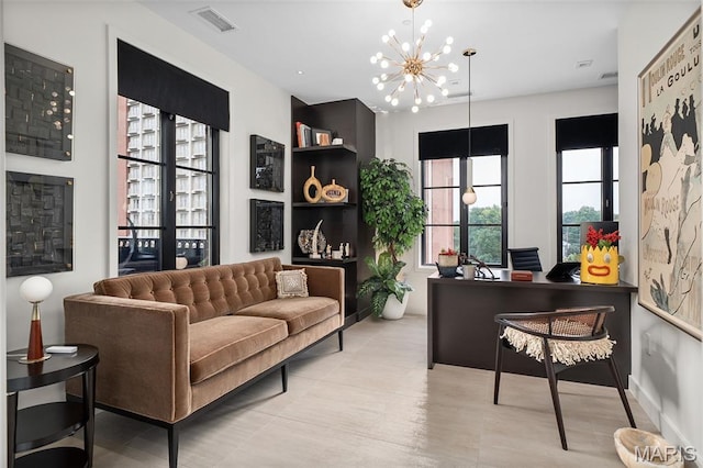 150 Carondelet Plz Unit 702, Clayton, MO 63105 - office featuring a chandelier and light tile patterned floors