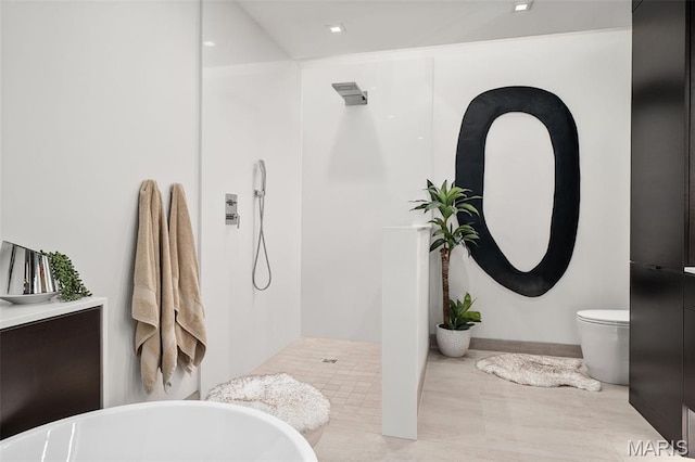 150 Carondelet Plz Unit 702, Clayton, MO 63105 - full bath featuring a freestanding bath, a walk in shower, and tile patterned floors