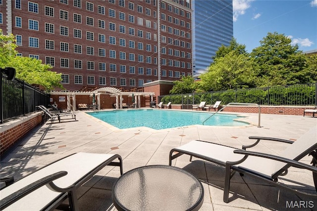 150 Carondelet Plz Unit 702, Clayton, MO 63105 - community pool featuring a pergola and a patio area