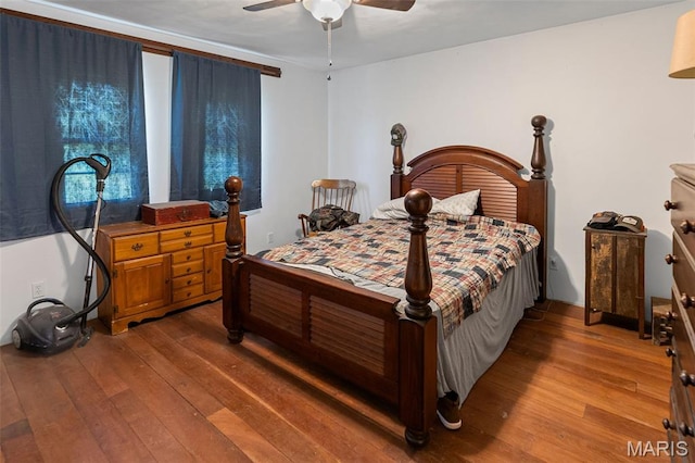 5423 Saxtown Rd, Millstadt, IL 62260 - bedroom with wood-type flooring and a ceiling fan