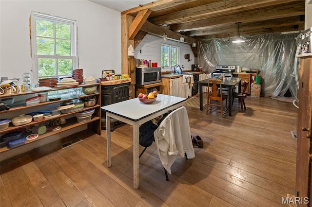 5423 Saxtown Rd, Millstadt, IL 62260 - dining space featuring hardwood / wood-style floors and beam ceiling