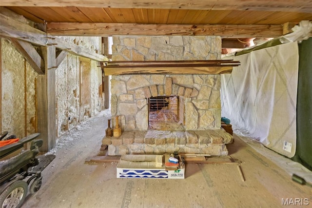 5423 Saxtown Rd, Millstadt, IL 62260 - unfurnished living room featuring wooden ceiling