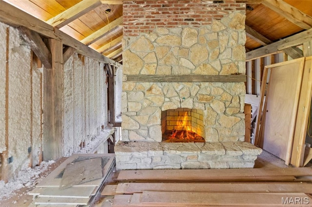 5423 Saxtown Rd, Millstadt, IL 62260 - detailed view of wood ceiling and a stone fireplace