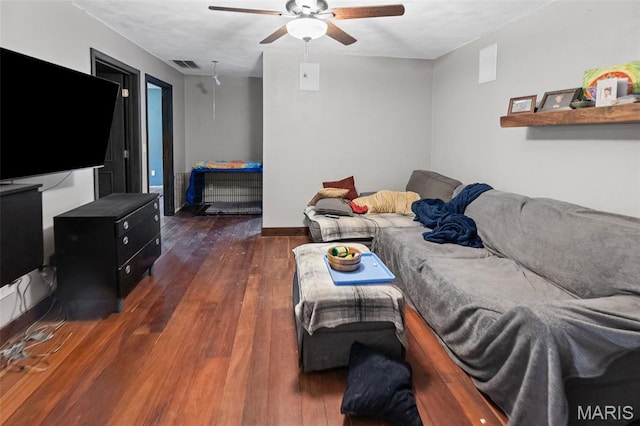 5423 Saxtown Rd, Millstadt, IL 62260 - living area featuring hardwood / wood-style floors and ceiling fan