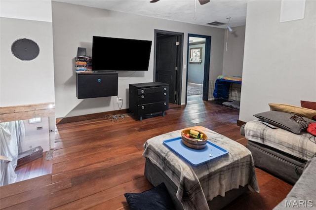 5423 Saxtown Rd, Millstadt, IL 62260 - living room with wood-type flooring and a ceiling fan