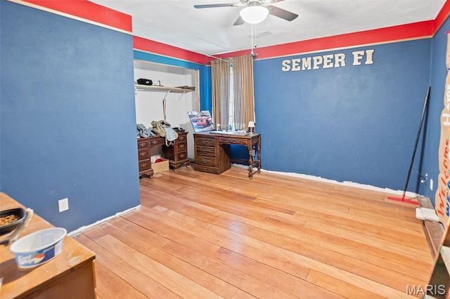 5423 Saxtown Rd, Millstadt, IL 62260 - bedroom with hardwood / wood-style floors and ceiling fan