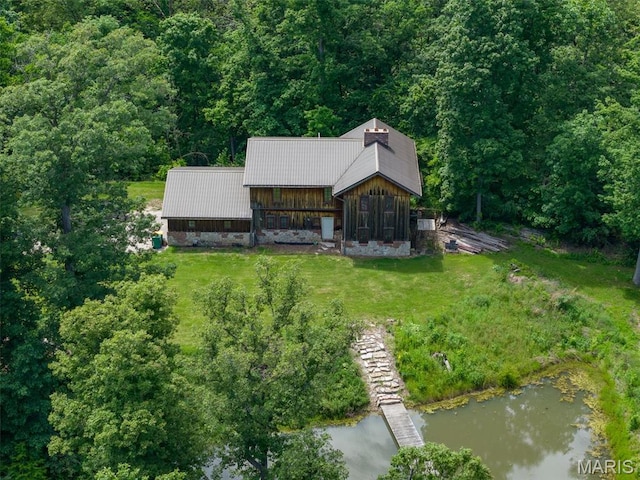 5423 Saxtown Rd, Millstadt, IL 62260 - view from above of property with a large body of water and a heavily wooded area